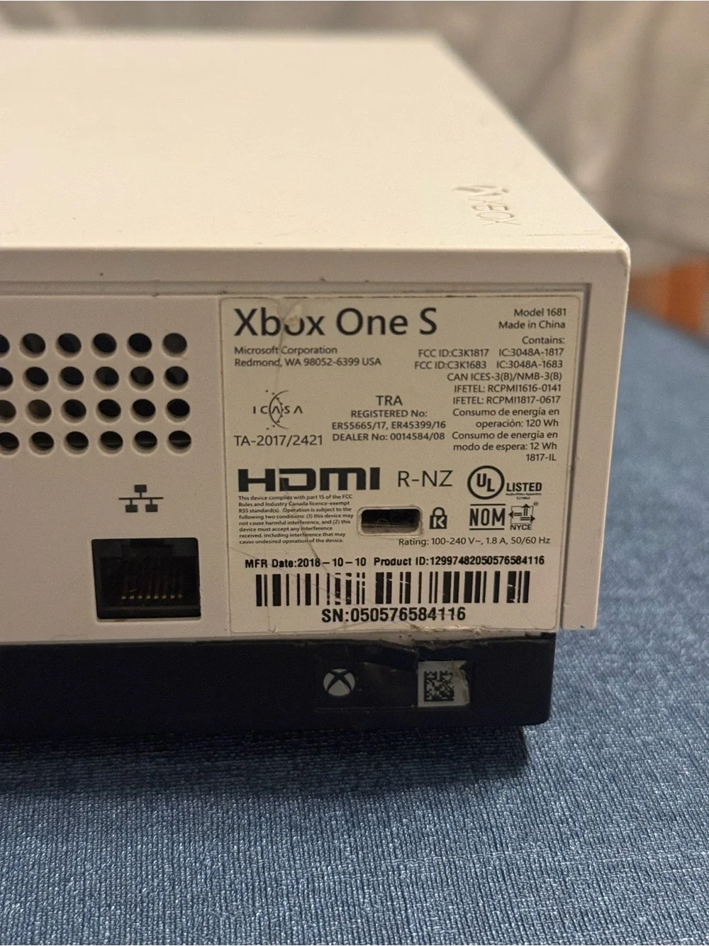 Microsoft Xbox One S White Console with 1 T and Blue Camo Wireless Controller